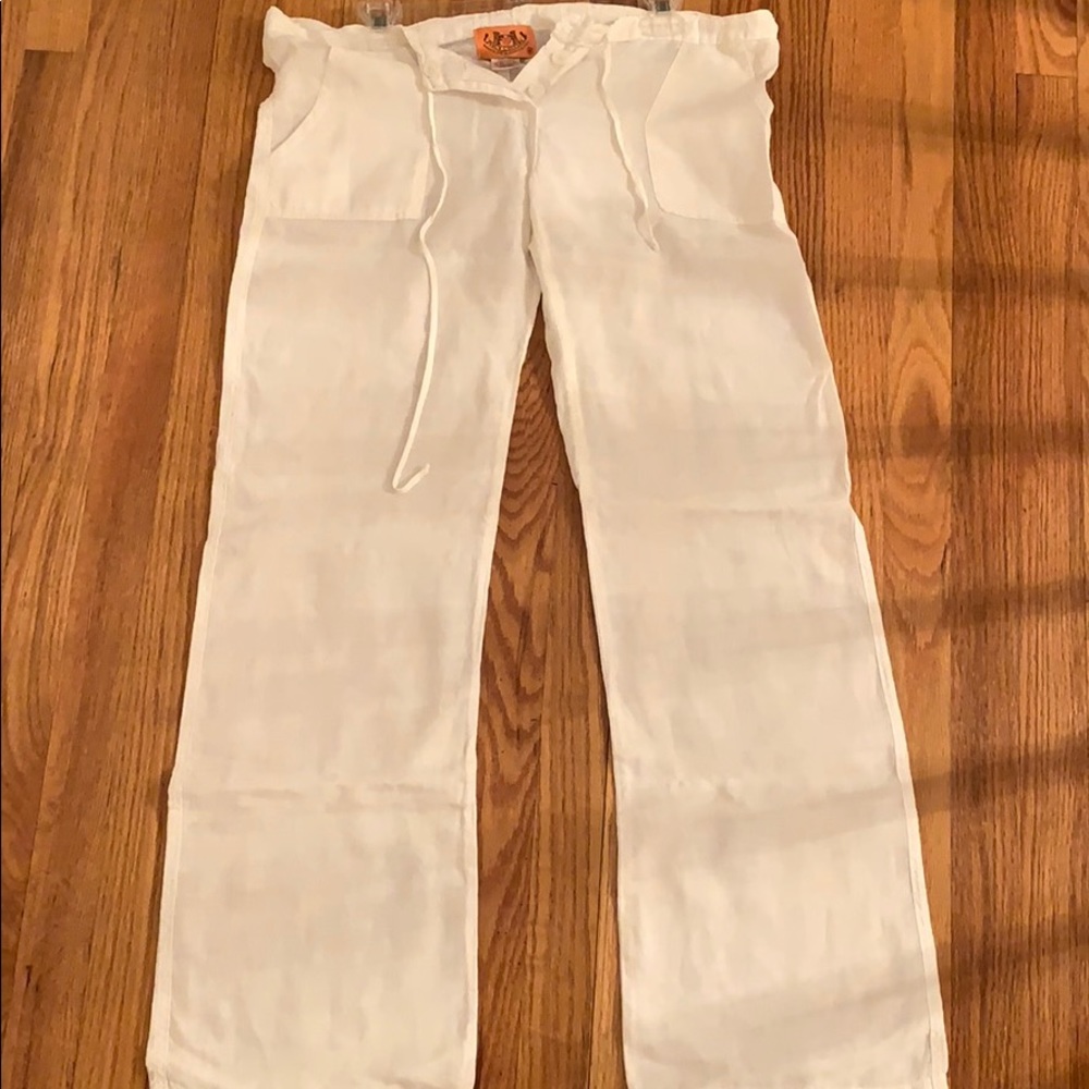 White linen pants
